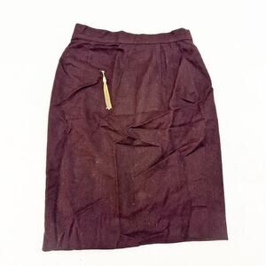 Louis Feraud Virgin Wool Angora Burgundy Pencil Skirt Size 6